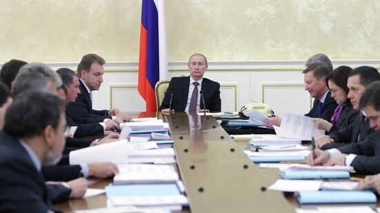 Russian Prime Minister Vladimir Putin chairs meeting in Moscow