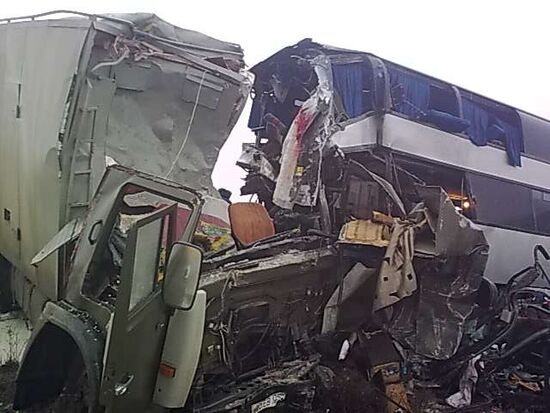 Massive road crash at Makhachkala - Astrakhan highway