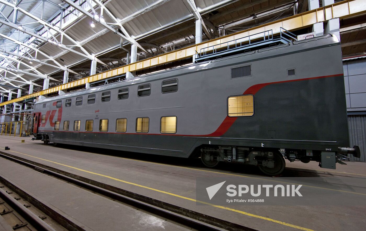 Double-decker train car at Tver Wagon Works