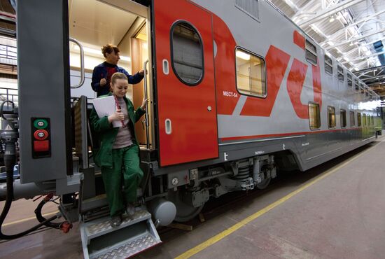 Double-decker train car at Tver Wagon Works