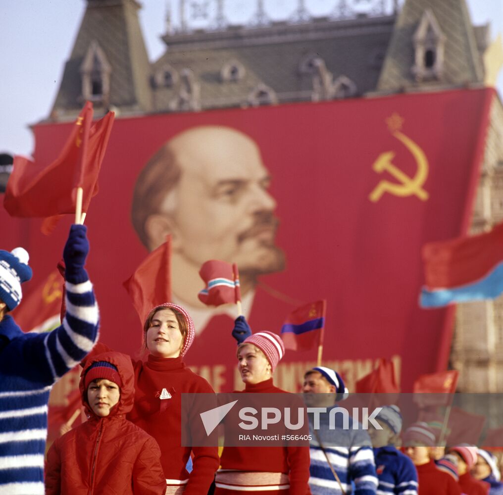 Parade of sportsmen on Red Square