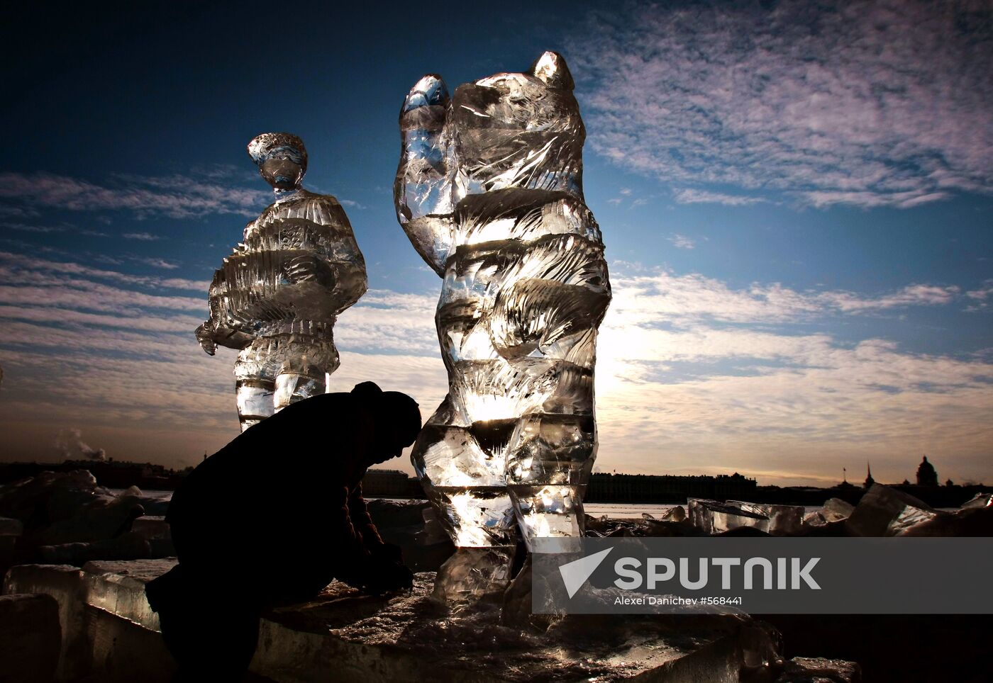 Preparation for ice sculpture festival