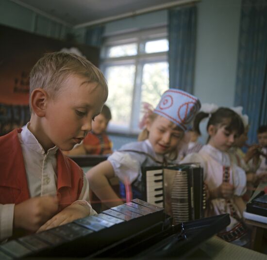 Children at a music lesson