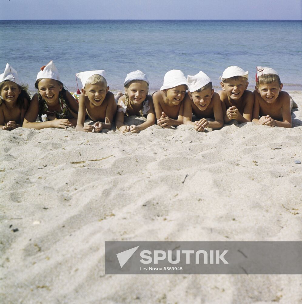 Artek children residents on Black Sea