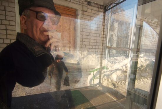 Entrance to Veteran's home in Veliky Novgorod