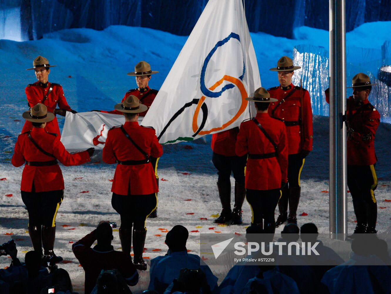 Olympic flag hoisted