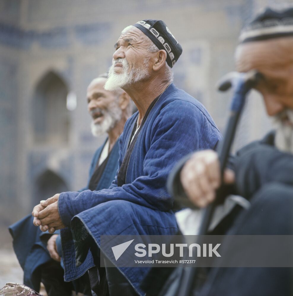 Elderly men in Samarkand, Uzbekistan
