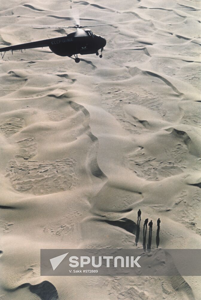Flying over a desert