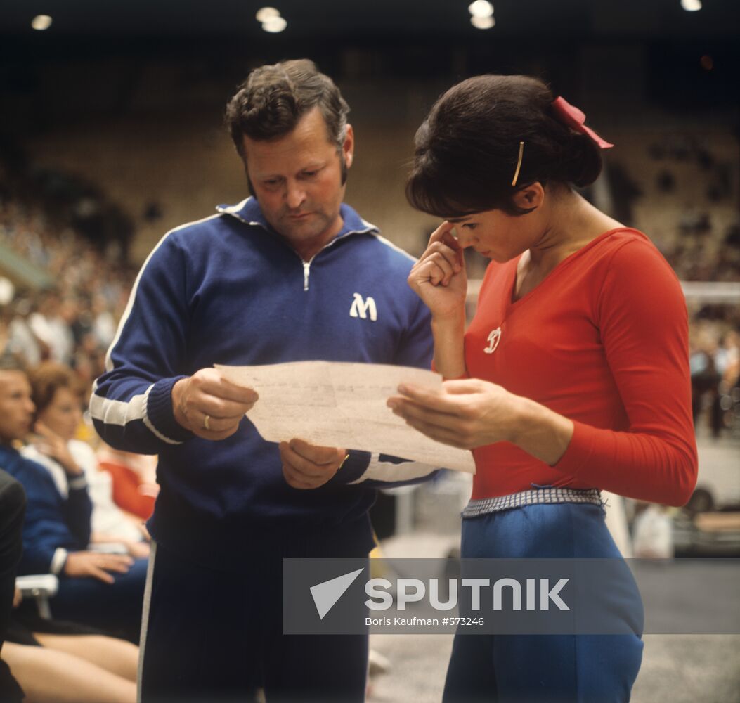 Gymnast Zinaida Voronina and her coach