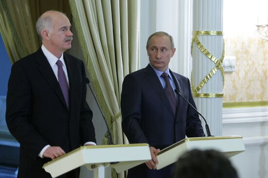 News conference with Vladimir Putin and George Papandreou