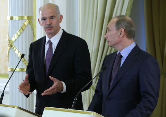 News conference with Vladimir Putin and George Papandreou