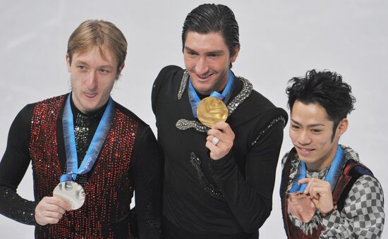 Yevgeny Plushenko, Evan Lysacek and Daisuke Takahashi
