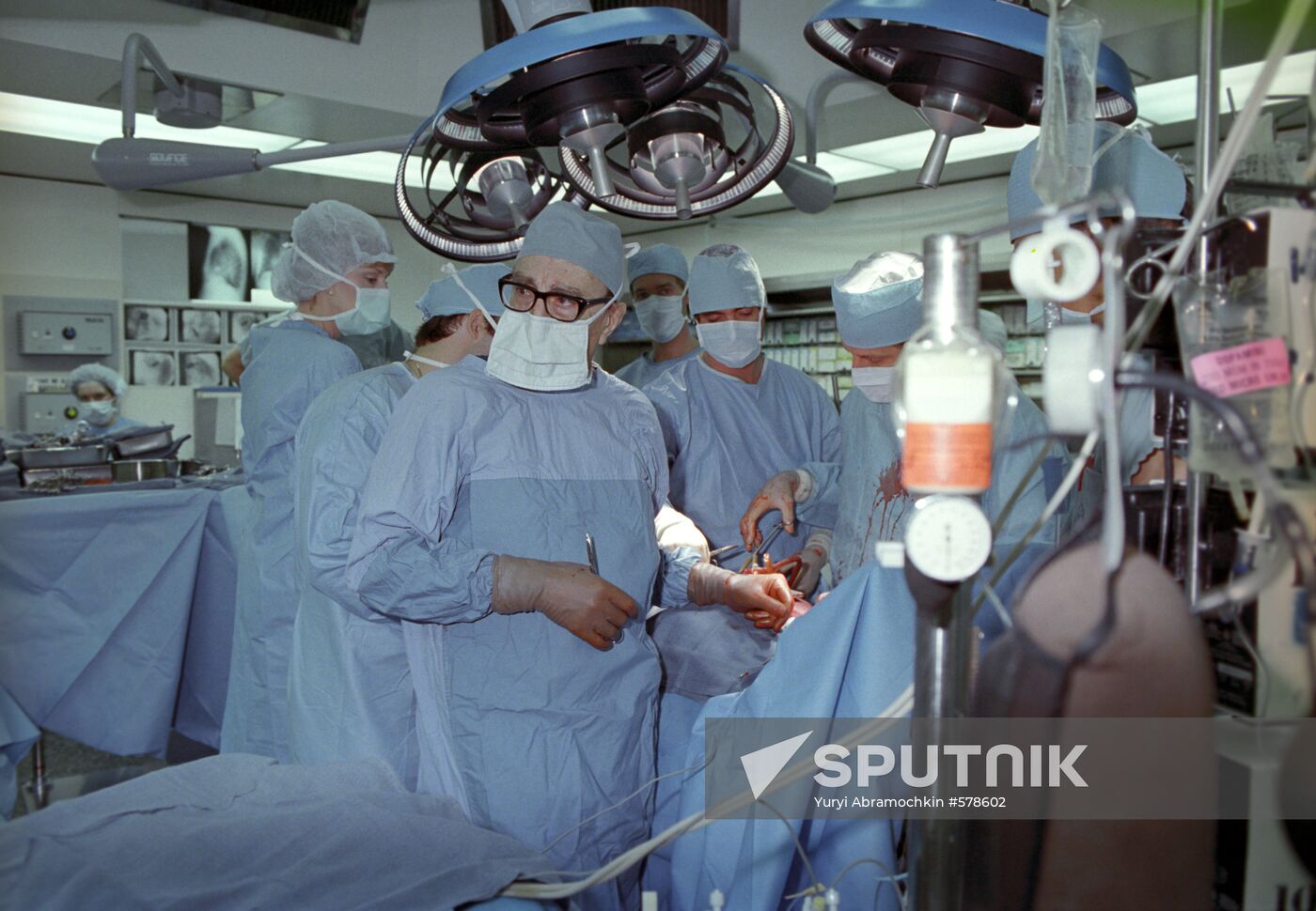 Cardiac surgeon Michael E. DeBakey in the operation theater