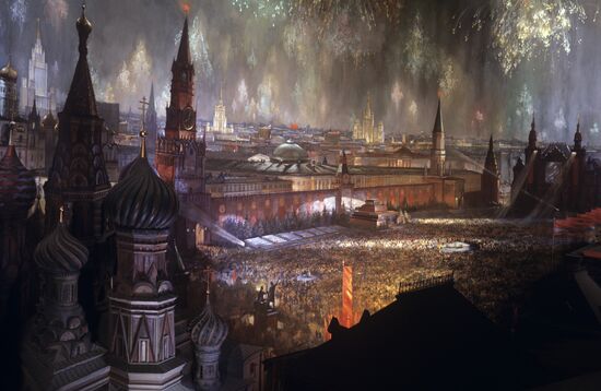 "Festive Red Square" diorama