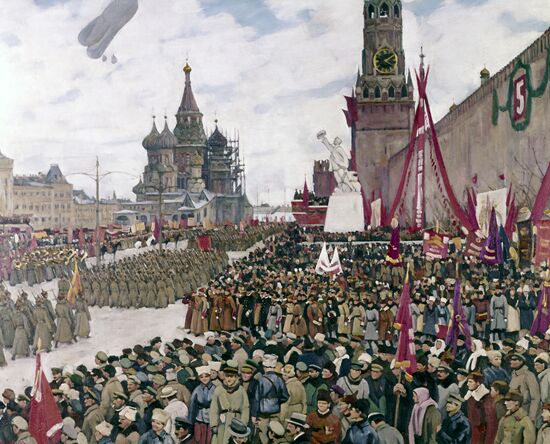 Reproduction of "Parade of the Red Army" by Konstantin Yuon