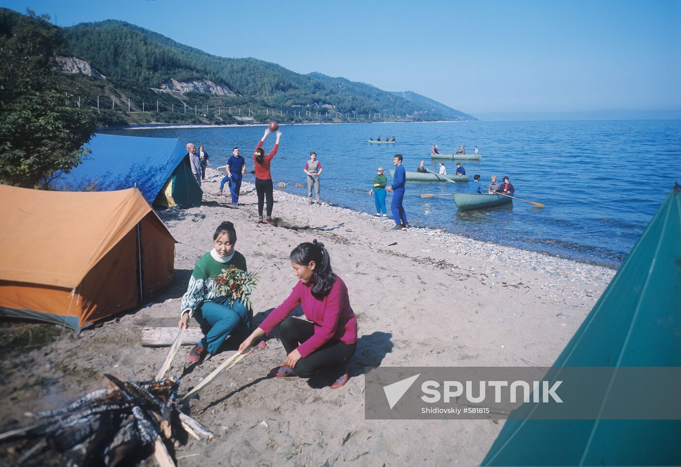 Tourists at lake Baikal
