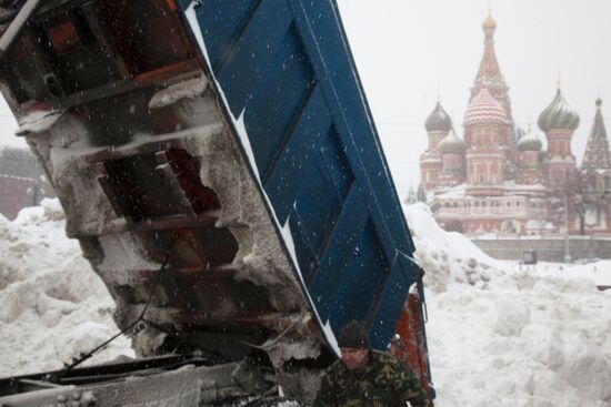 Snow removal on Red Square