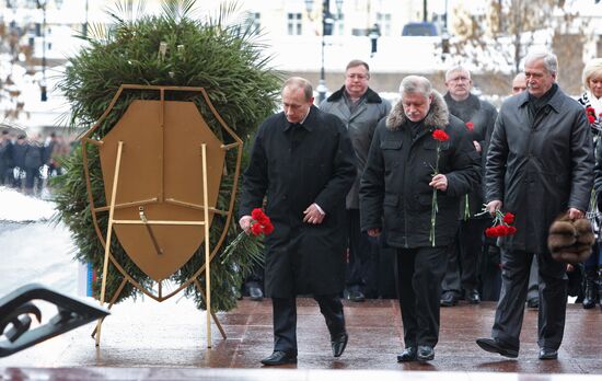Vladimir Putin at Eternal Flame lighting ceremony