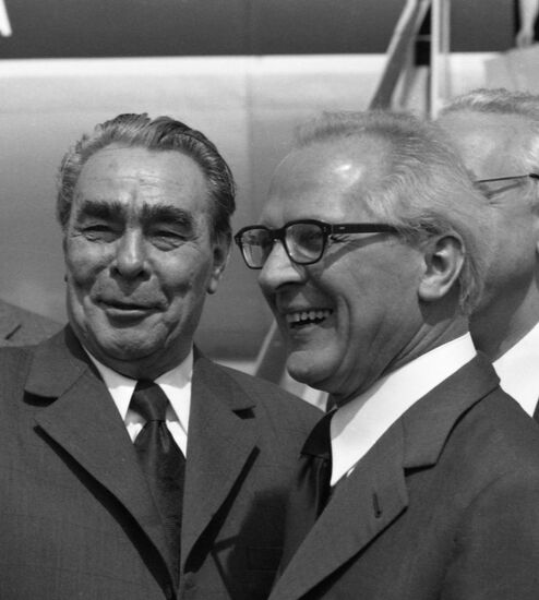 Leonid Brezhnev and Erich Honecker