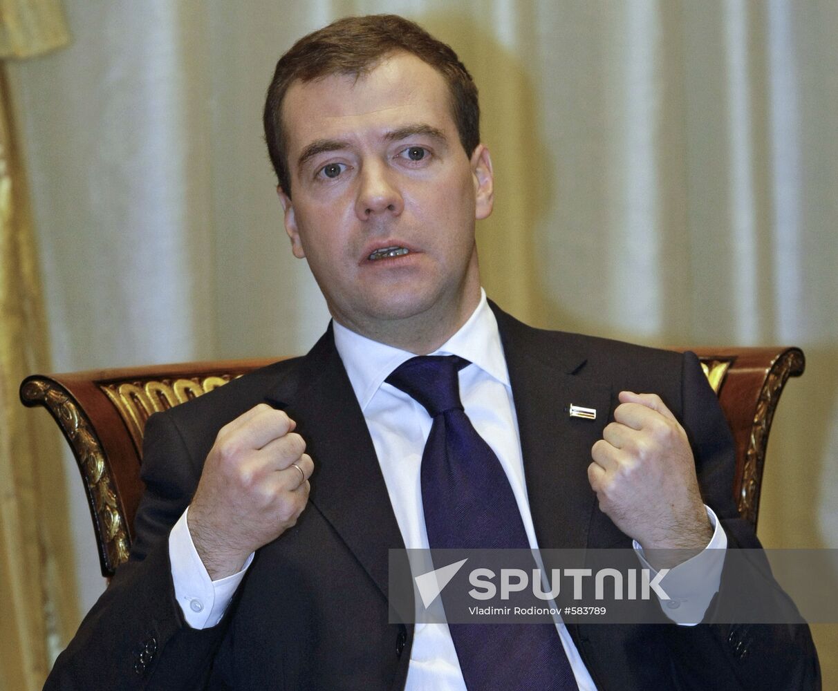 Dmitry Medvedev gives interview to Paris Match