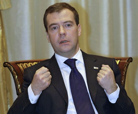 Dmitry Medvedev gives interview to Paris Match