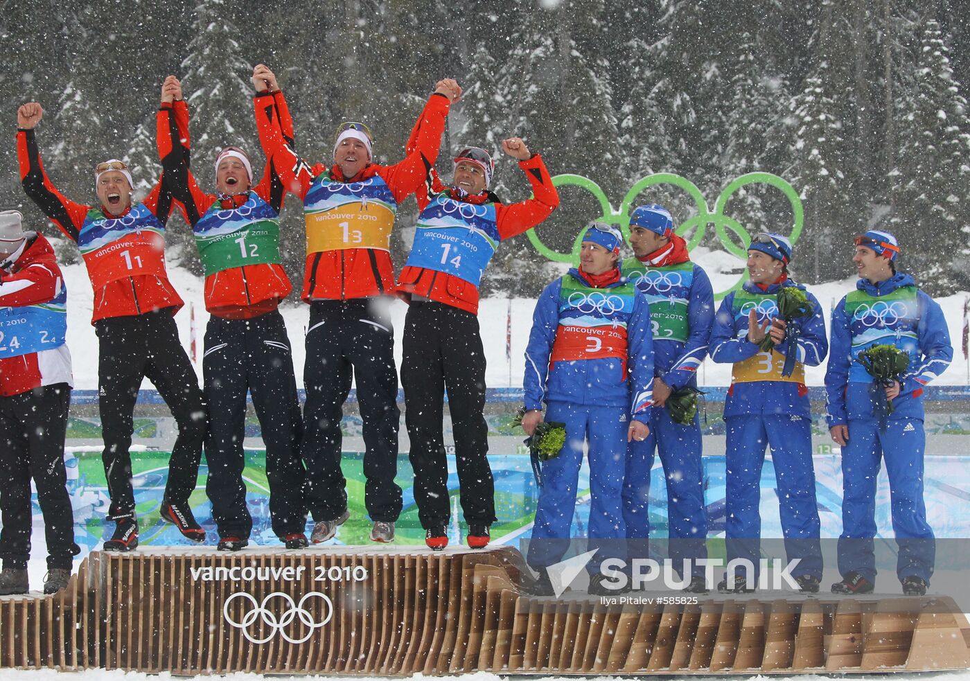 Winners of biathlon men's relay