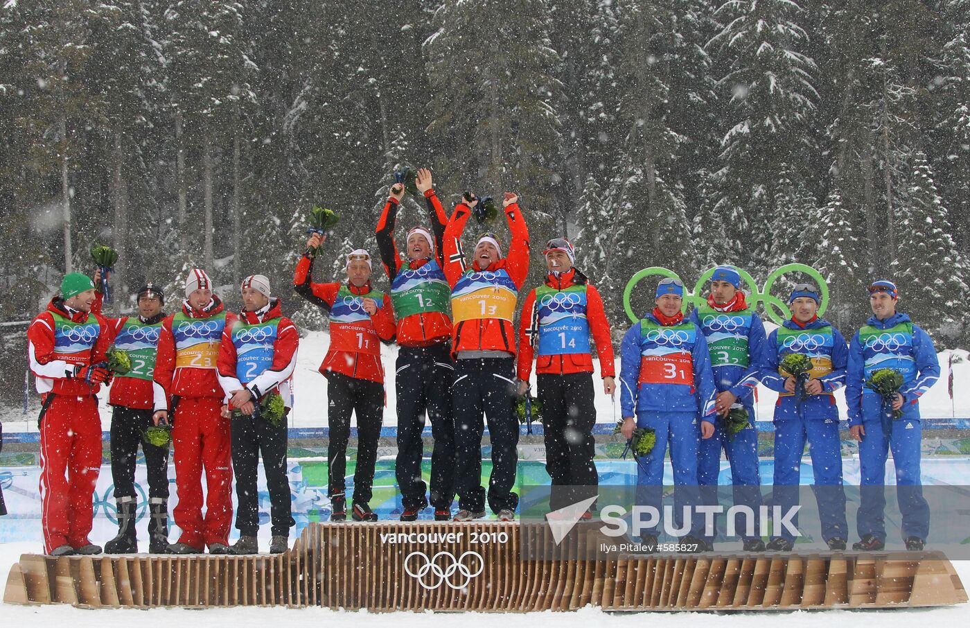 Winners of biathlon men's relay