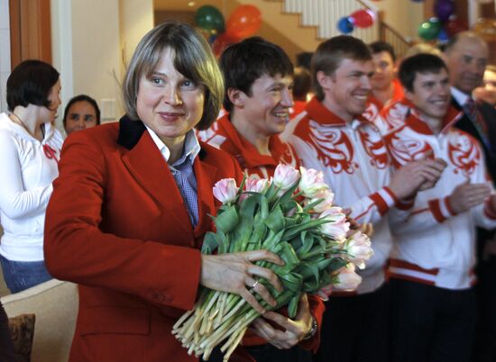 Russian biathletes congratulated in Whistler on February 26