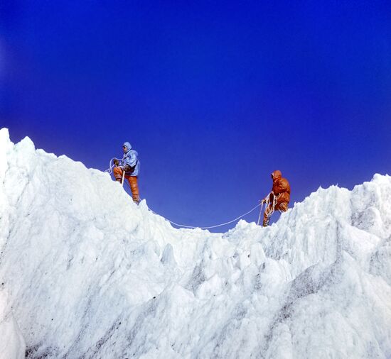 Climbers reaching the top