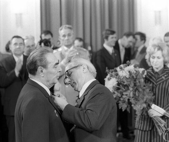Erich Honecker and Leonid Brezhnev
