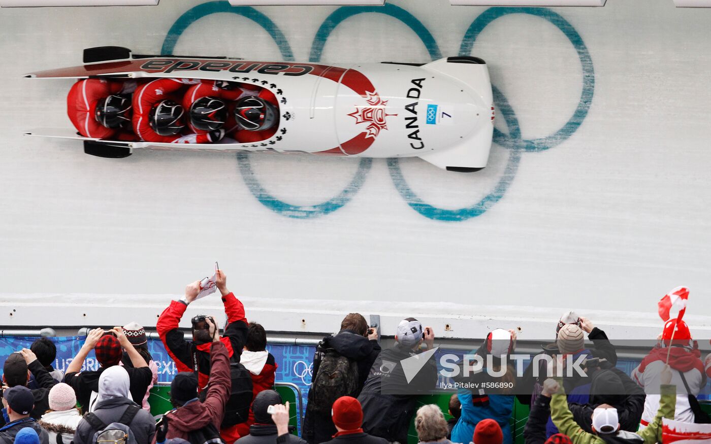 Canadian bobsleigh crew of Lyndon Rush, bronze medalist