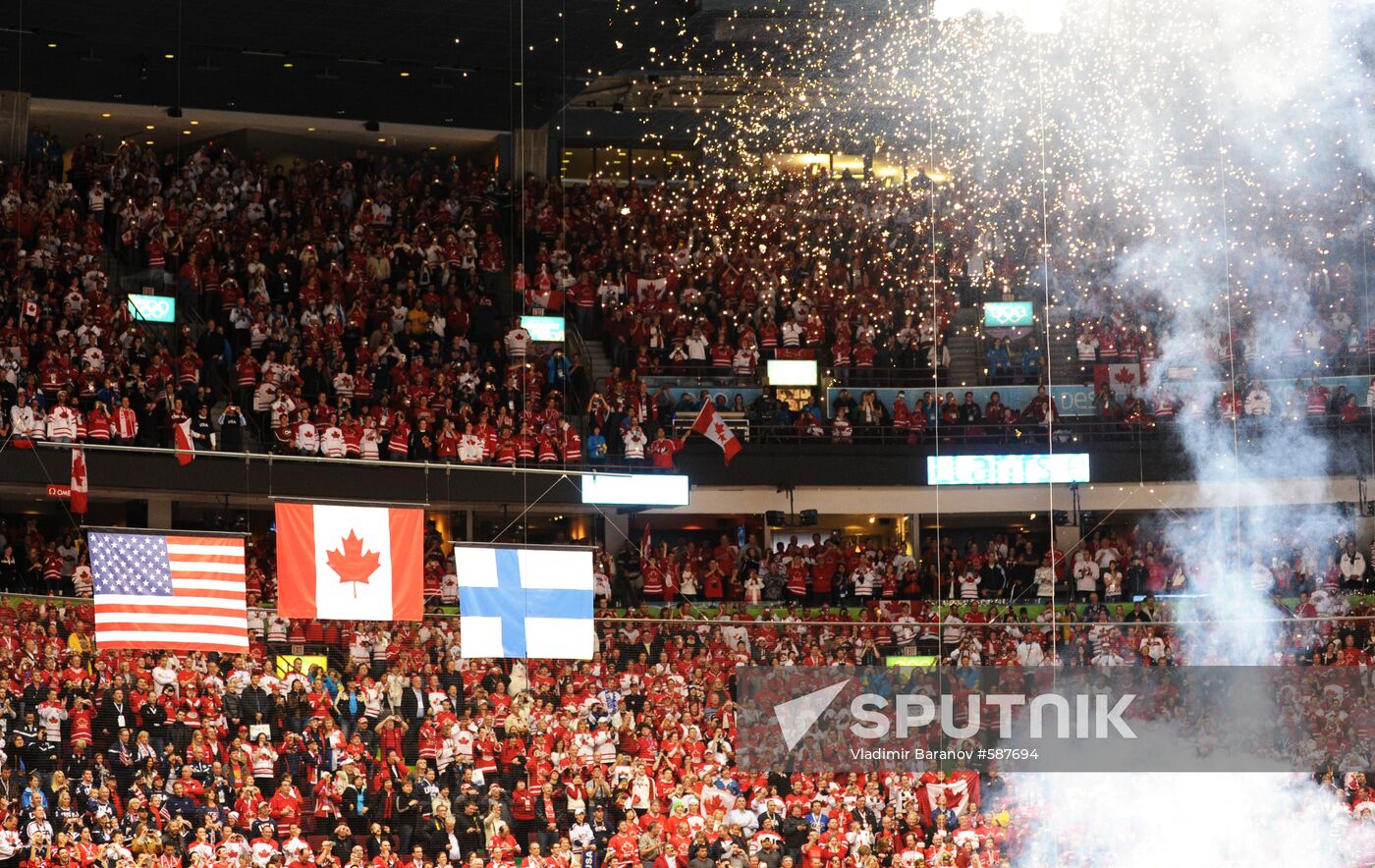 Flags of winners of Olympic ice hockey competition