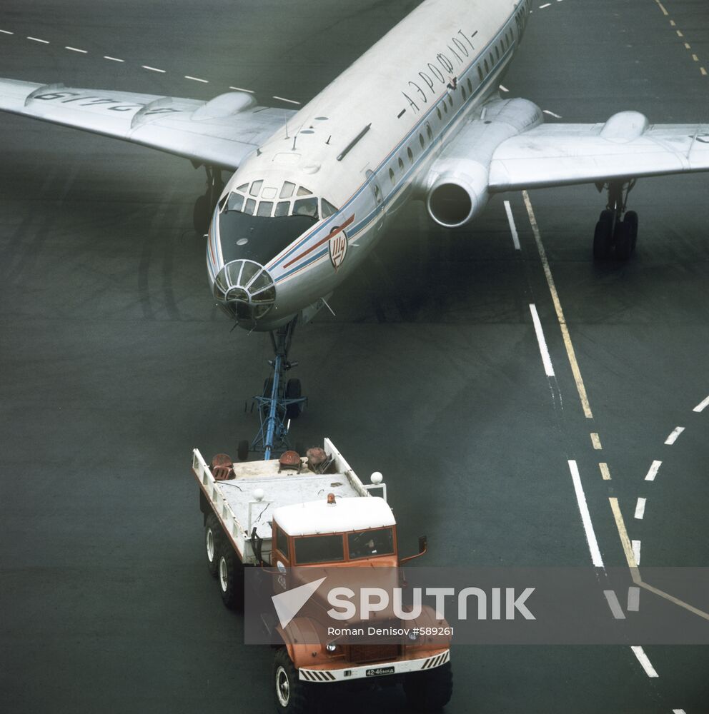 A Tupolev Tu-104 airliner