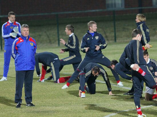 Russian national football team training before friendly match