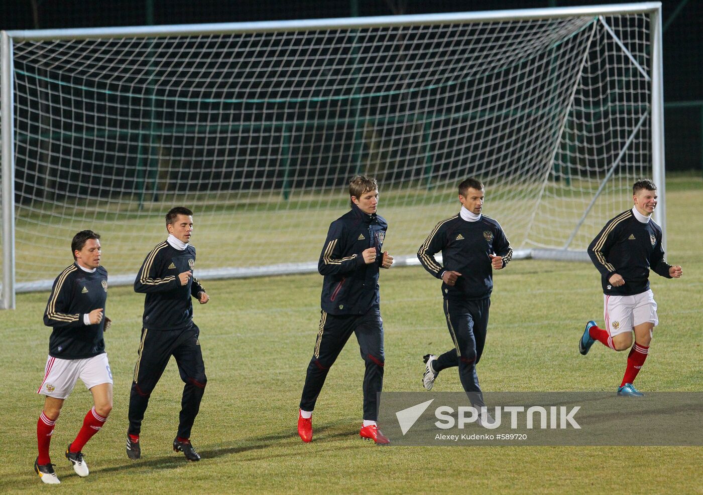 Russian national football team training before friendly match