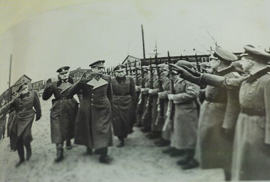 General Andrei Vlasov reviews troops of Russian Liberation Army