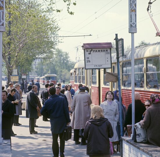 At a street car stop ‘VDNKh’