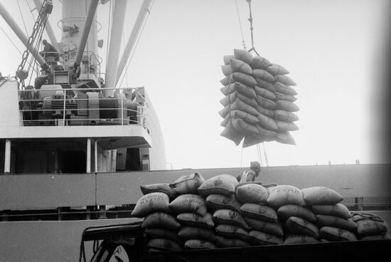 Discharging a merchant vessel in Lagos port