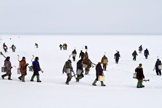 Participants of "Chkalovskaya Rybalka 2010" fishery festival