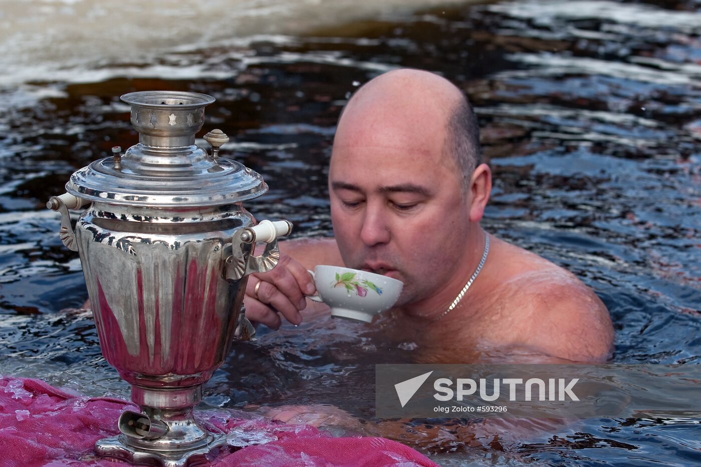Participant of ice swimmers show
