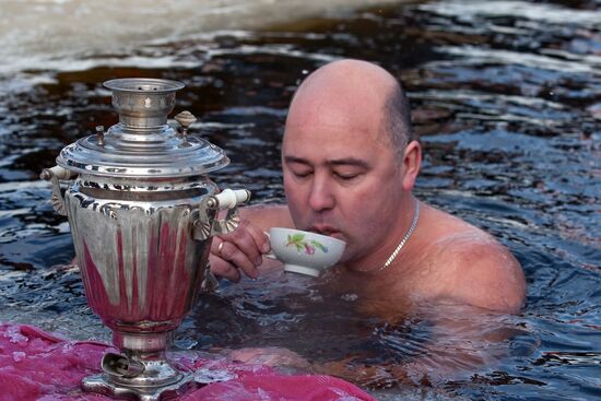 Participant of ice swimmers show