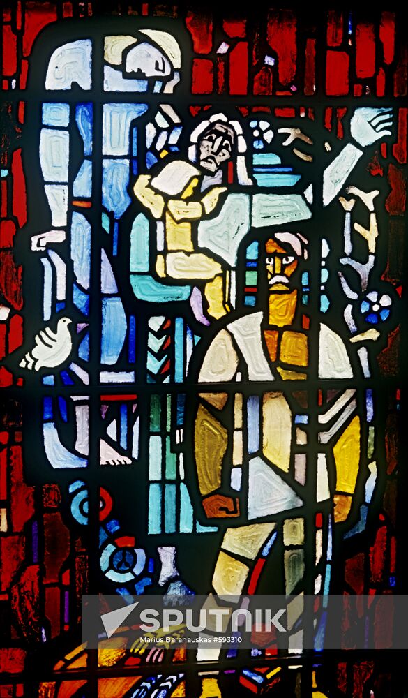 "The Tragedy of Pirchupis" stained-glass window