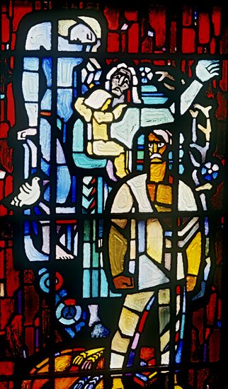 "The Tragedy of Pirchupis" stained-glass window
