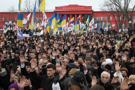 People's Democratic forces rally in Kiev