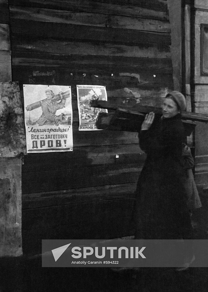 Collecting wood in Leningrad during blockade