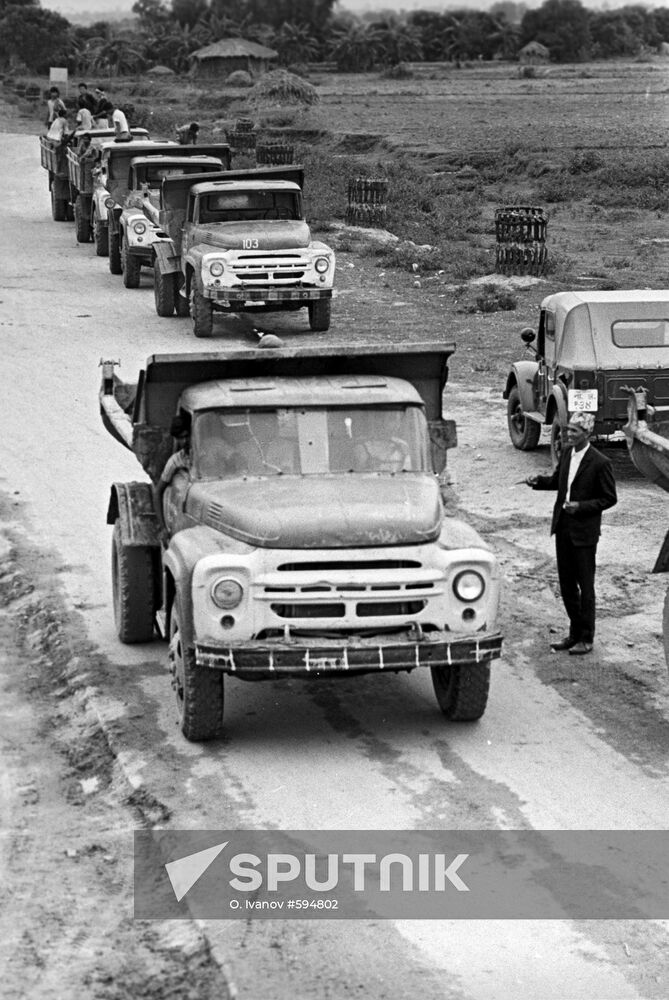 Trucks ZIL used in road construction