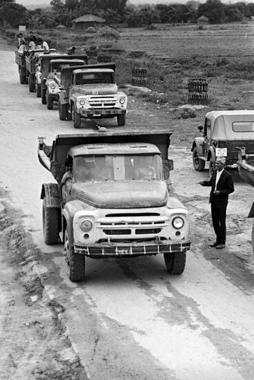 Trucks ZIL used in road construction