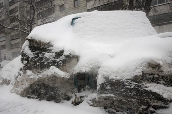 Snow-bound cars