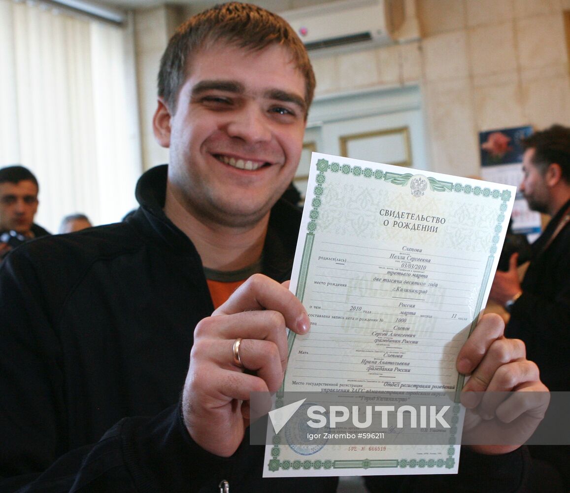 1000th child born in Kaliningrad in 2010