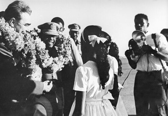 Leonid Brezhnev visiting Sudan
